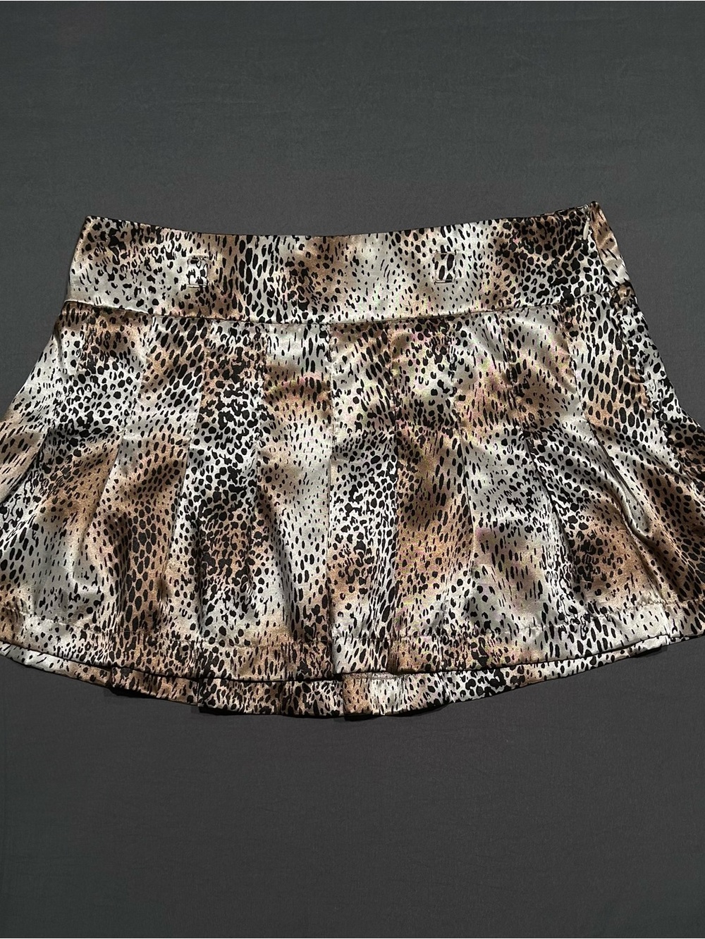 Vintage Y2K Rampage Leopard Animal Print Satin Pleated Mini Skirt